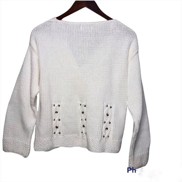 Pure Knit Chunky Boxy Hand Knit Cardigan Chunky Buttons Size Medium Large - Picture 4 of 8